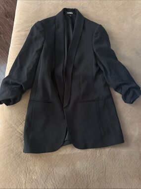 Express Black Open-Front Shawl Lapel Blazer
